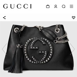 GUCCI SOHO STUDDED LEATHER SHOULDER BAG